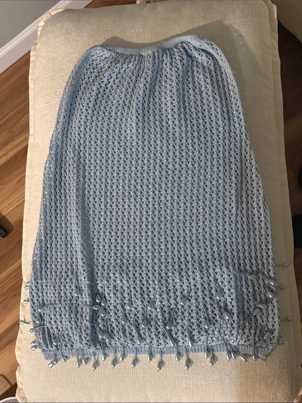 Light BLUE Knit Beaded Cover Up - Picture 2 of 2